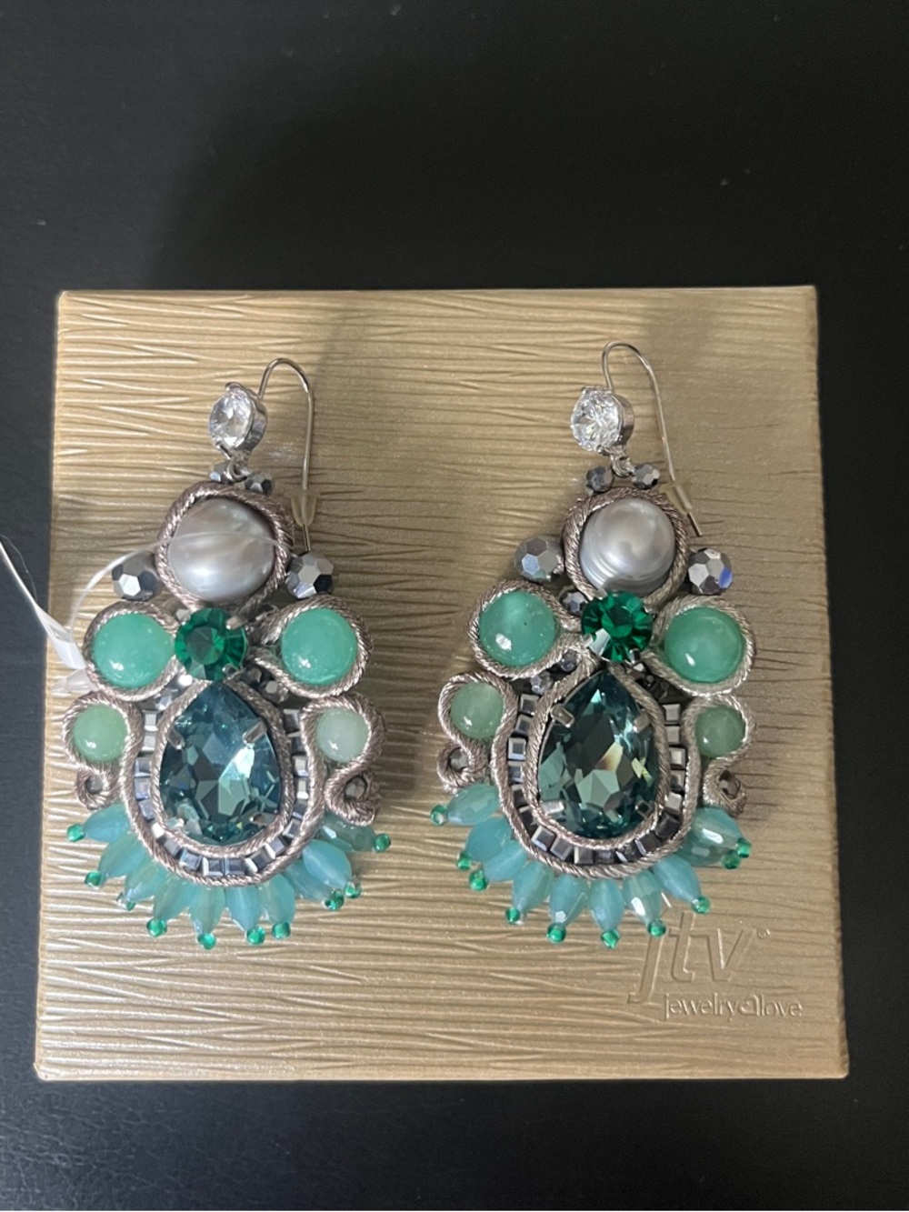 Green Teardrop Statement Earrings - Brand:
